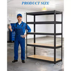 Scaffalature metalliche per garage, Scaffali regolabili per garage, Scaffalature a 5 ripiani, Scaffali multiuso per magazzino, dispensa, cantina