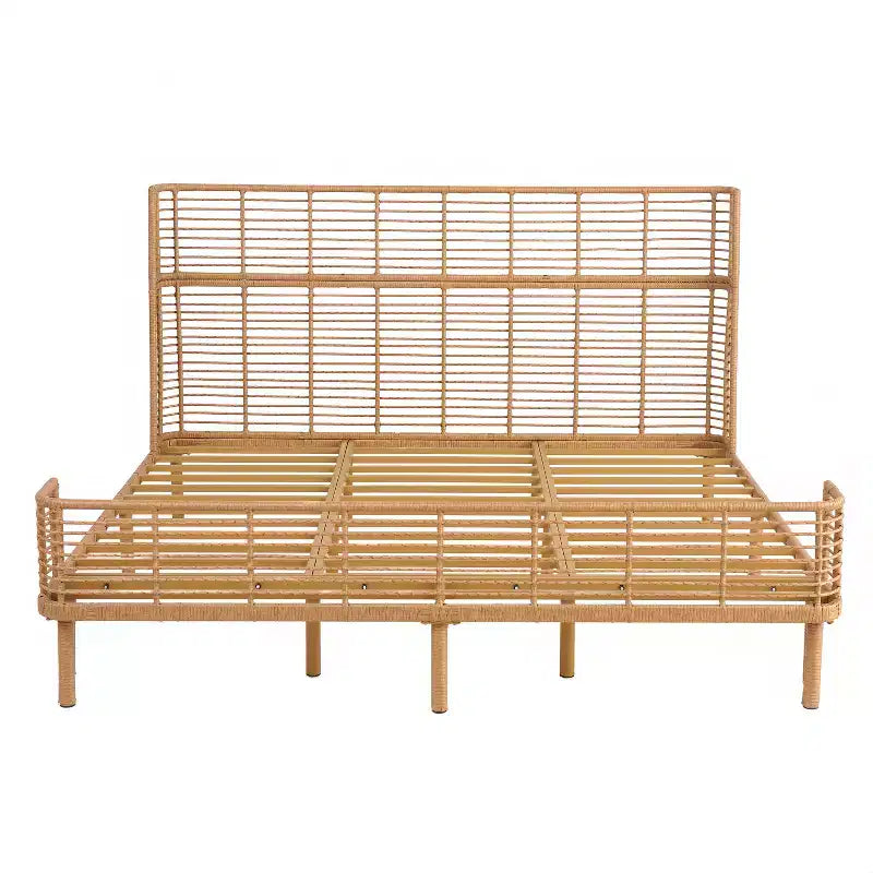 Letto Shadow Coastal Grid in Vimini PE con Testiera ad Ala