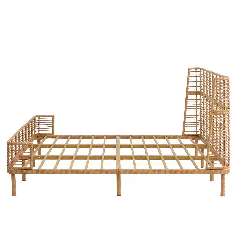 Letto Shadow Coastal Grid in Vimini PE con Testiera ad Ala