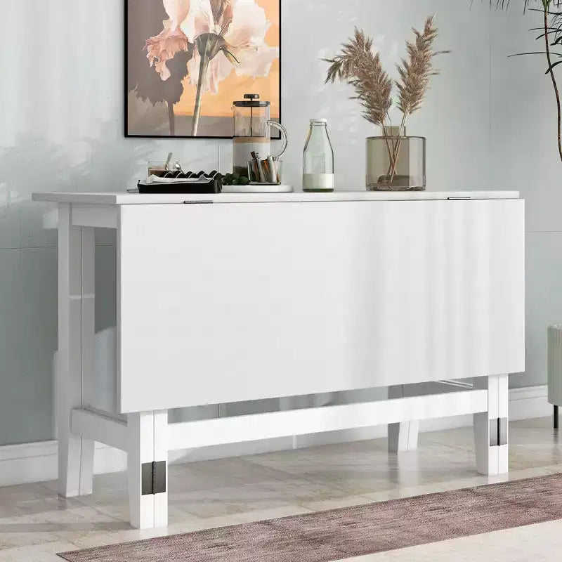 JVNOXK 36-inch Farmhouse-Style Wooden Extendable Dining Table with Folding Leaf, Ideal for Small Spaces, Solid Rubberwood Legs, White