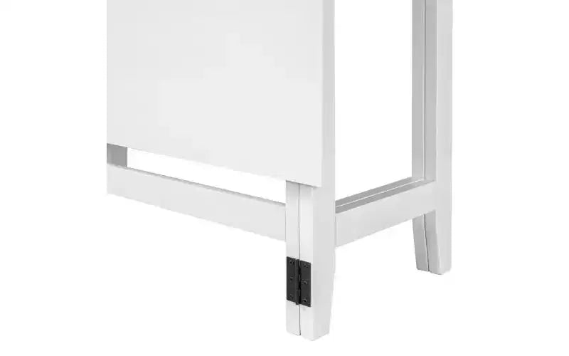 Tavolo da pranzo estensibile in legno stile farmhouse da 36 pollici con prolunga pieghevole, ideale per piccoli spazi, gambe in legno massello di gomma, bianco