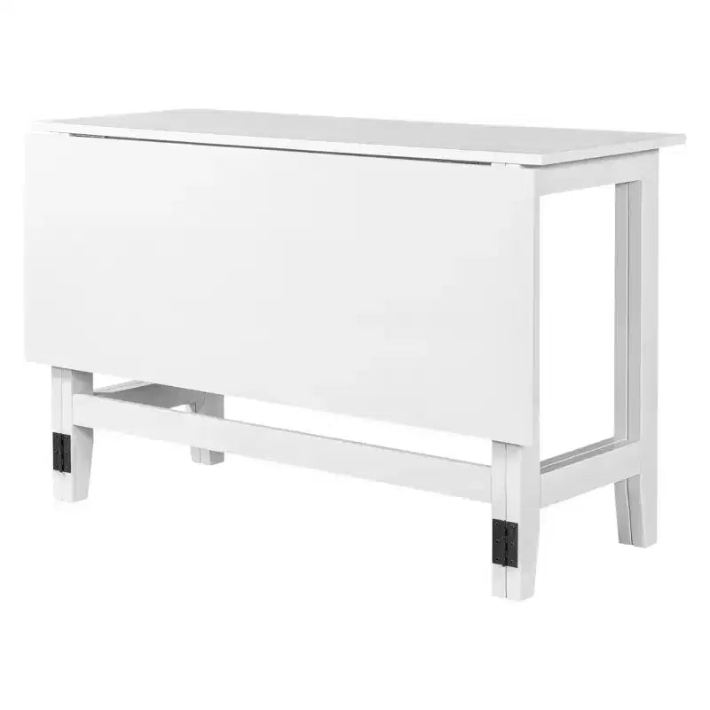 Tavolo da pranzo estensibile in legno stile farmhouse da 36 pollici con prolunga pieghevole, ideale per piccoli spazi, gambe in legno massello di gomma, bianco