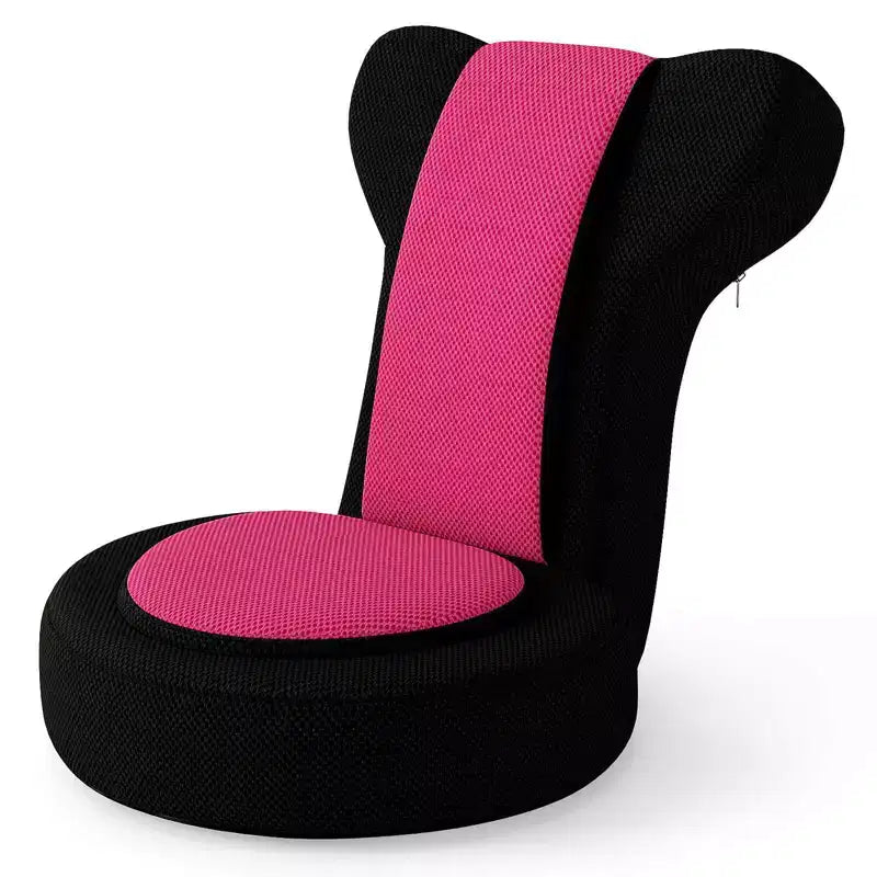 Poltrona Divano Pigro con Poggiatesta e Schienale Regolabili, Seduta Imbottita in Spugna, Struttura in Metallo Nero + Grigio / Nero + Rosa