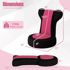 Poltrona Divano Pigro con Poggiatesta e Schienale Regolabili, Seduta Imbottita in Spugna, Struttura in Metallo Nero + Grigio / Nero + Rosa