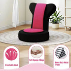 Poltrona Divano Pigro con Poggiatesta e Schienale Regolabili, Seduta Imbottita in Spugna, Struttura in Metallo Nero + Grigio / Nero + Rosa