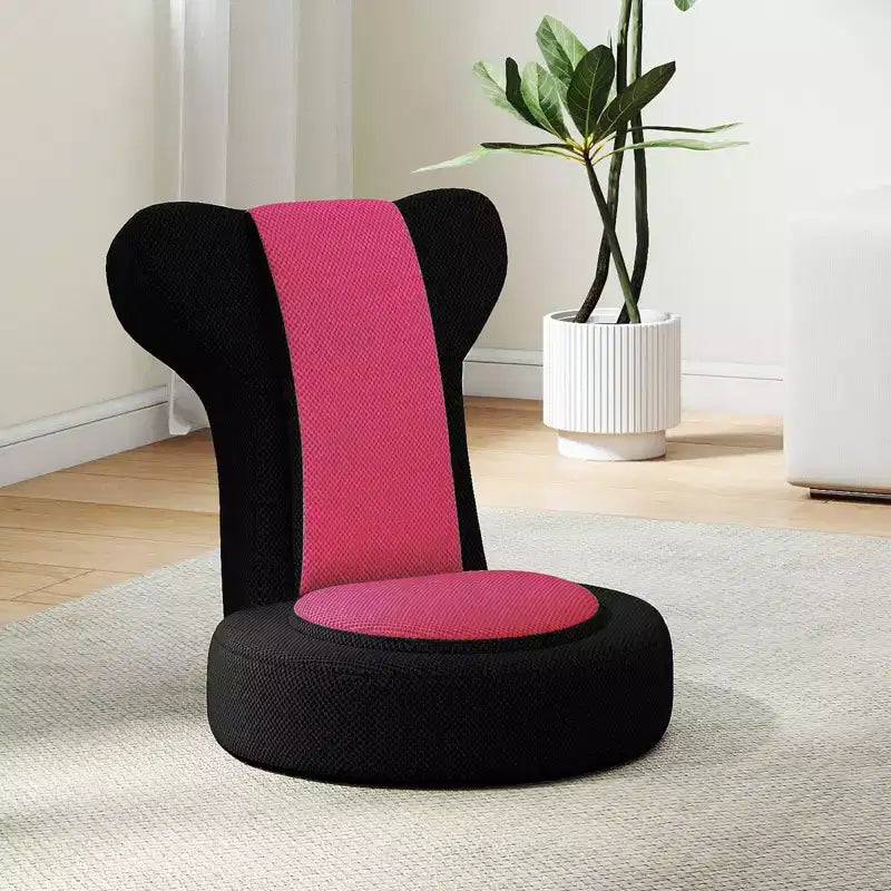 Poltrona Divano Pigro con Poggiatesta e Schienale Regolabili, Seduta Imbottita in Spugna, Struttura in Metallo Nero + Grigio / Nero + Rosa