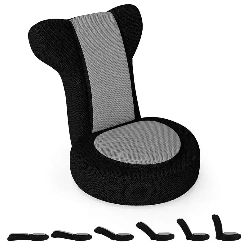 Poltrona Divano Pigro con Poggiatesta e Schienale Regolabili, Seduta Imbottita in Spugna, Struttura in Metallo Nero + Grigio / Nero + Rosa