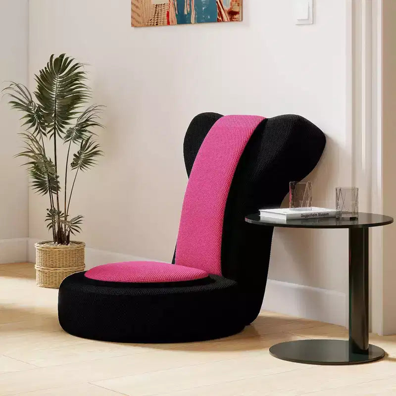 Poltrona Divano Pigro con Poggiatesta e Schienale Regolabili, Seduta Imbottita in Spugna, Struttura in Metallo Nero + Grigio / Nero + Rosa