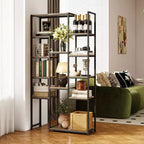 Libreria Alta 180 cm con 12 Ripiani Aperti, Kit Antiribaltamento, per Soggiorno Ufficio