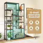 Libreria Alta 180 cm con 12 Ripiani Aperti, Kit Antiribaltamento, per Soggiorno Ufficio