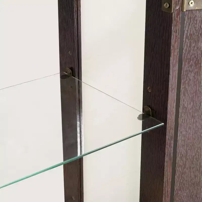Vetrina a 2 ante con ante in vetro temperato, pannello posteriore a specchio, ripiani regolabili e luce per l'home office