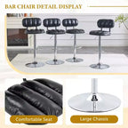 Set di 2 sgabelli da bar regolabili in altezza con rivestimento in pelle PU e base cromata, con poggiapiedi per isola cucina