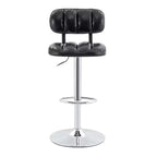 Set di 2 sgabelli da bar regolabili in altezza con rivestimento in pelle PU e base cromata, con poggiapiedi per isola cucina
