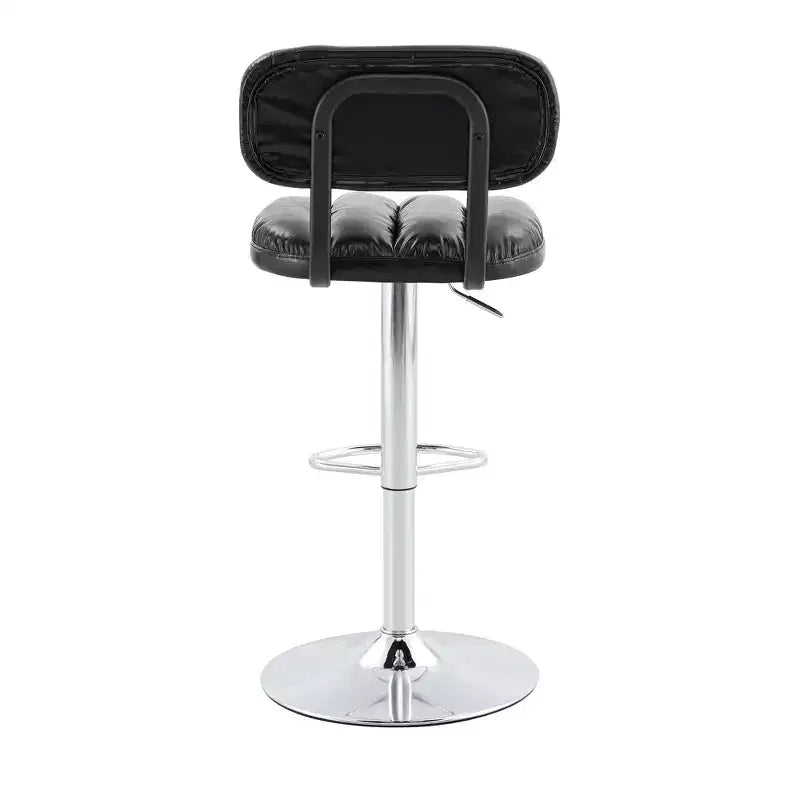 Set di 2 sgabelli da bar regolabili in altezza con rivestimento in pelle PU e base cromata, con poggiapiedi per isola cucina