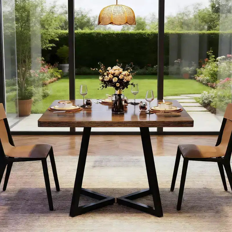 Tavolo da pranzo quadrato, tavolo da cucina in legno per 4 persone