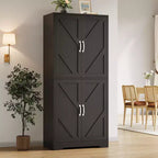 Dispensa da cucina a colonna con 4 ante e 2 ripiani regolabili, mobile credenza autoportante per sala da pranzo e soggiorno, 69"