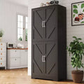 69 Farmhouse Kitchen Pantry Storage Cabinet | Freestanding Cupboard with 4 Doors & 2 Adjustable Shelves for Dining & Living Room