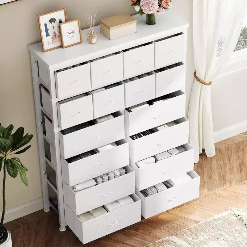Cassettiera per camera da letto, cassettiera alta a 16 cassetti in tessuto, cassettiera 39.9L x 51.2H per la casa